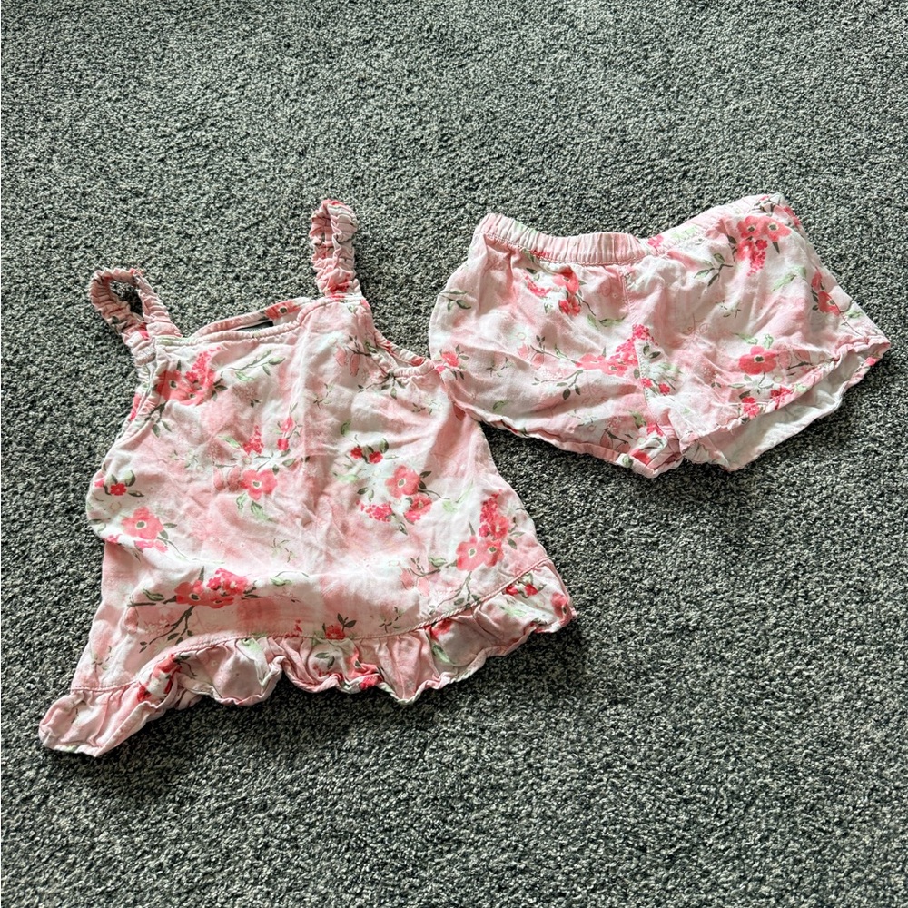 Vince Camuto Girls Floral Tank Top & Shorts Set Size 7 Pink Summer Outfit - Picture 5 of 8